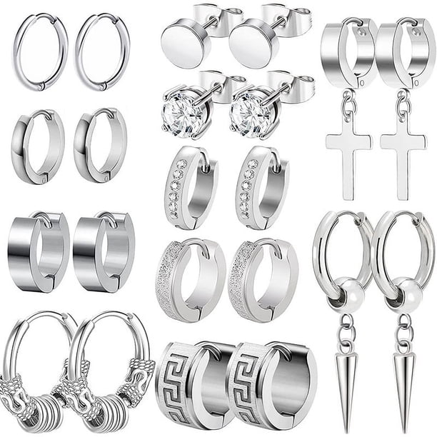 11 pairs Stylish Stainless Steel Huggie Earrings Set - Perfect for Parties and Birthdays