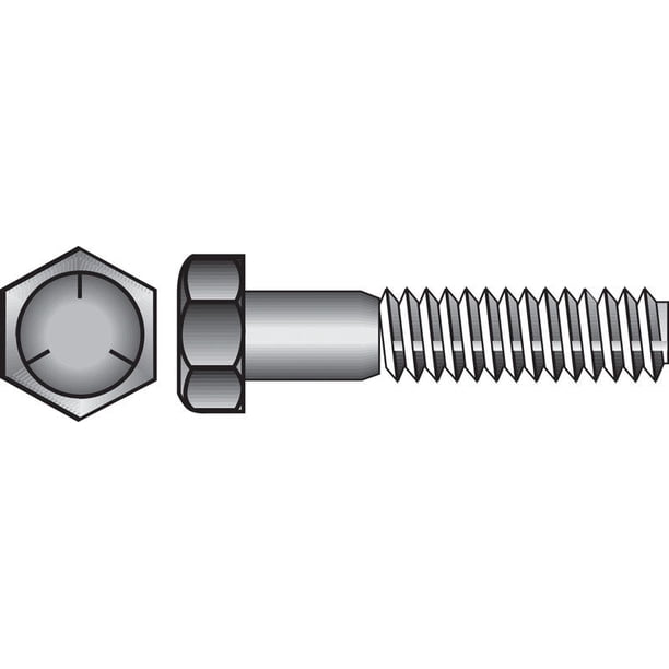 Tornillo HILLMAN de cabeza hexagonal, acero zincado tratado térmicamente, paquete de 25
