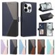 thumbnail image 5 of Cartera Plegable para iPhone 15 Pro Max, PU Tricolor con Ranuras, Azul Oscuro, 5 of 6