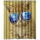 thumbnail image 1 of Cortina de ducha con diseño de gato de dibujos animados, juego de cortina de baño con ganchos, tamaño 60 x 72 pulgadas, 1 of 3