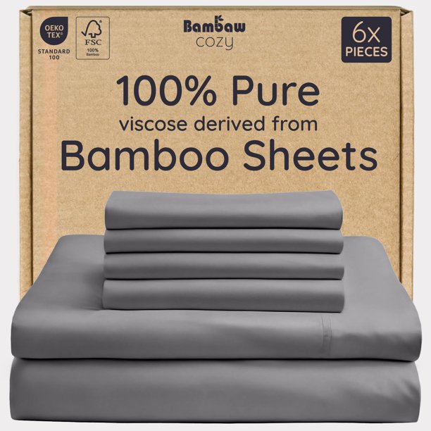 Juego de Sábanas King Size de Bambaw de Bambú 6 Piezas con Bolsillo Profundo y Efecto Refrescante