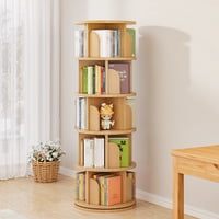 Rohe - Biblioteca Giratoria Librero Organizador Madera Rústica 150X46X46Cm