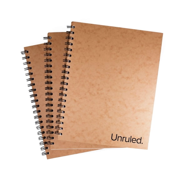 Cuaderno de espiral sin líneas – 27 cm, 70 hojas, pack de 3
