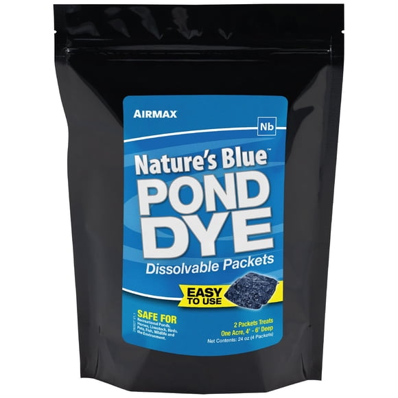 Sobres de tinte para estanques Airmax Nature's Blue bloqueador UV, paquete de 4