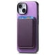 thumbnail image 2 of Funda de Cuero Magnética con Tarjetero para iPhone 14 Cubierta Delgada Morado, 2 of 5