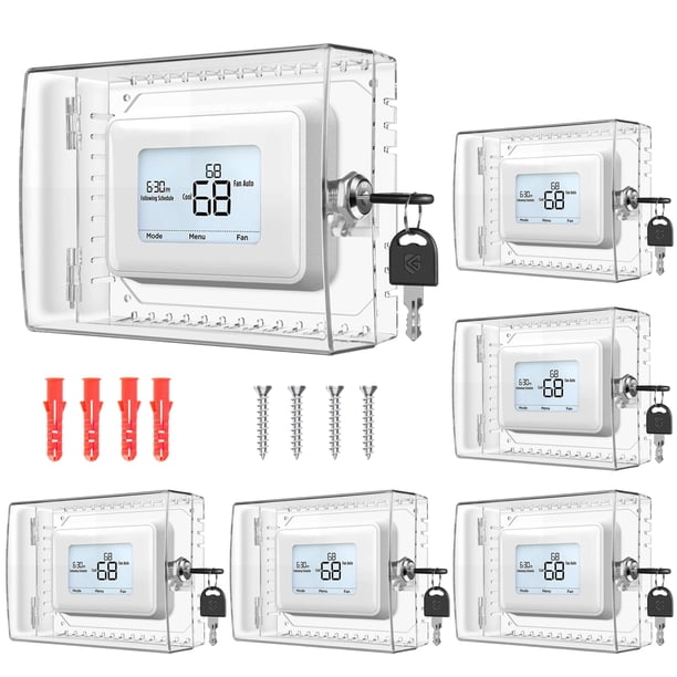 Caja de seguridad para termostato Gedreew, grande, transparente, con llave, 6 unidades