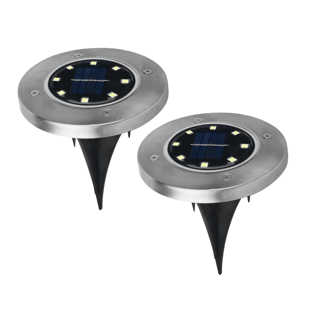 Genérico - Pack 2 Estaca Solar Led Round Floor- Luz Neutra