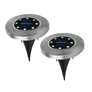 Genérico - Pack 2 Estaca Solar Led Round Floor- Luz Neutra