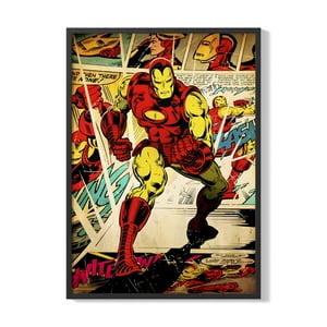 Creango - Cuadro Poster Enmarcado Iron Man Marvel Comic Decorativo