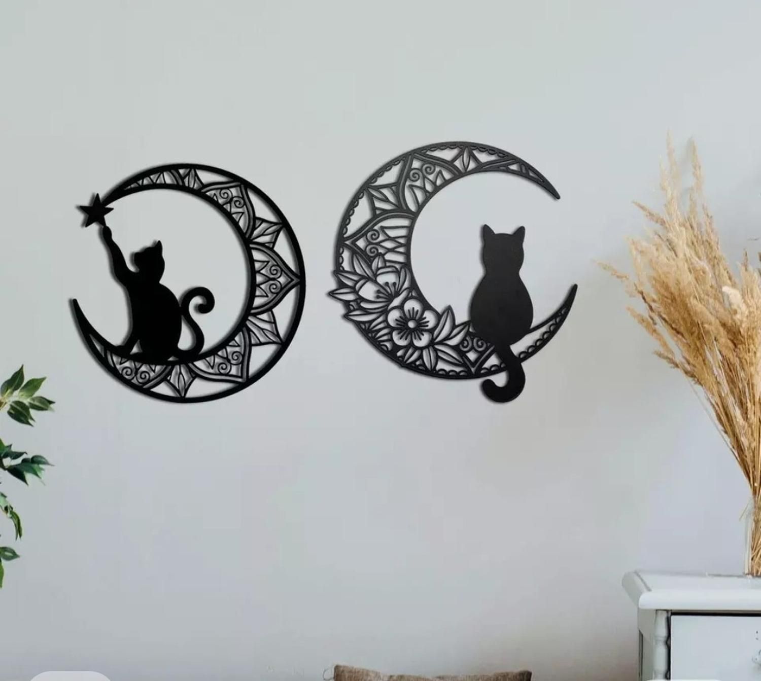 Genérico - Cuadro Decorativo Figura Gatoluna Pack X 2