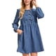 thumbnail image 2 of INSPIRE CHIC Vestido de Mezclilla para Mujer con Lazo al Frente y Mangas Largas Estilo Babydoll M Azul, 2 of 6