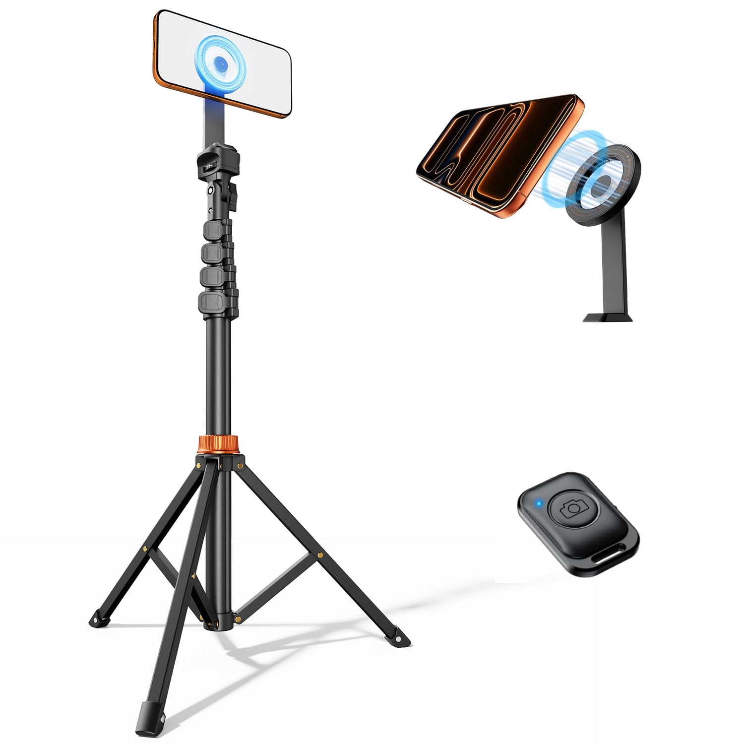 Trípode Para Teléfono Vimose De 168 Cm Con Control Remoto Y Soporte Magnético