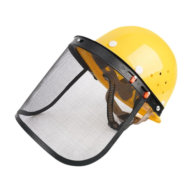 Casco para motosierra, casco rígido, visera facial con protector facial, casco para desmalezar, para cortar césped, jardín, arborista, corte de césped Sombrero amarillo