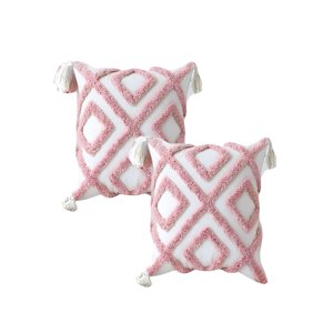 Genérico - Pack De 2 Fundas De Cojin Tufting 45X45 Cm Blanco 08