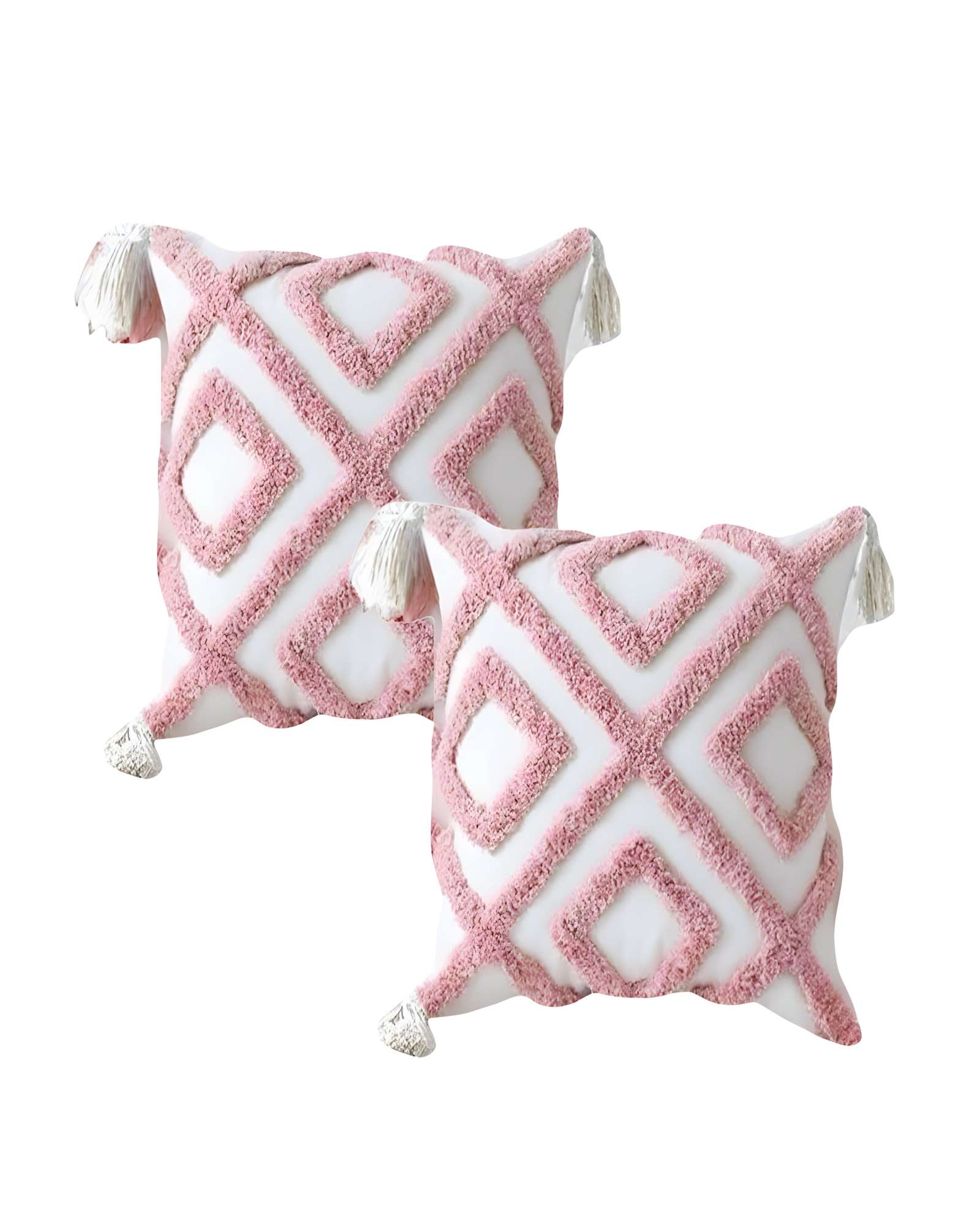 Genérico - Set De 2 Fundas De Cojin Tufting 45X45 Cm Blanco 08