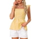 thumbnail image 1 of INSPIRE CHIC Blusa de Cuadros con Peplum para Mujer de Regreso a Clases Cuello Cuadrado Sin Mangas Verano XS Amarillo, 1 of 5