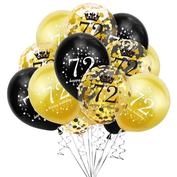 Globo SHUNTAI 30 cm Oro y Negro para 72.º Cumpleaños