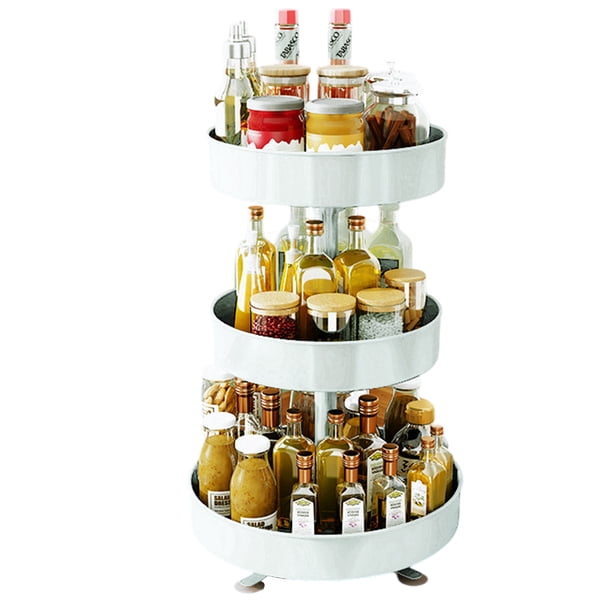 Estante de almacenamiento de cocina, estante para condimentos, caja de almacenamiento de productos para el hogar, estante de almacenamiento de piso multifuncional giratorio de 360 grados
