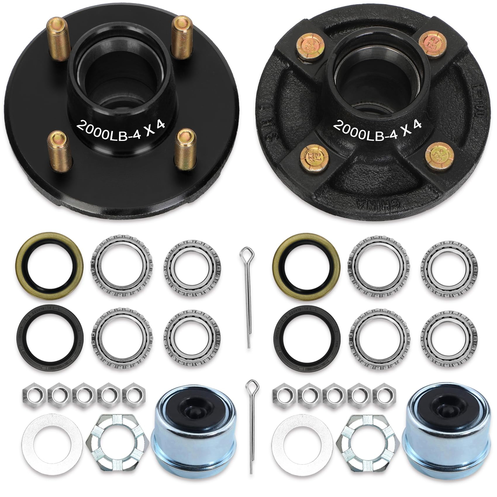 Saree - Kit De Cubos Para Remolque De 4 Pernos, 2 Juegos, Para Ejes Rectos De 1" Y 1-1/16", Capacidad 2000 Lbs, Kit De Eje 4×4