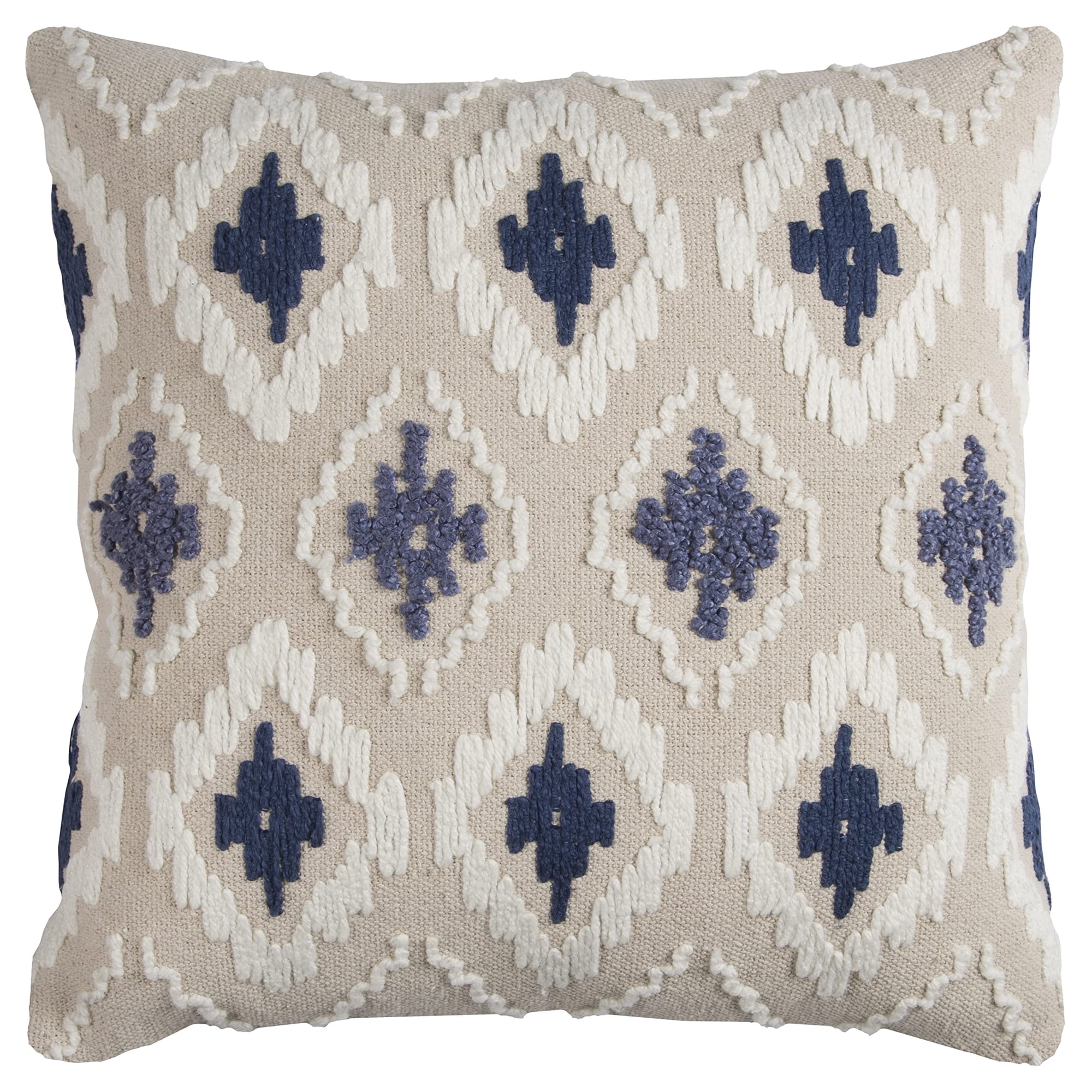 Almohada Decorativa Rizzy Home T11762, Relleno De Polietileno, 50 X 50 Cm, Azul Y Blanco