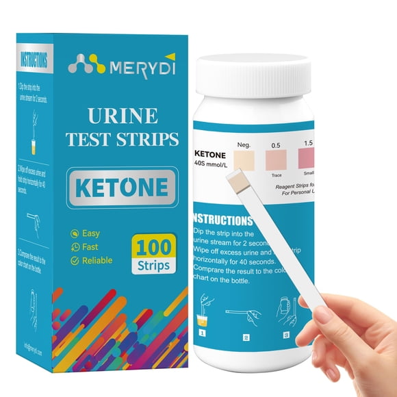 Tiras de prueba de cetona Merydi 100 uds para orina - Dieta keto