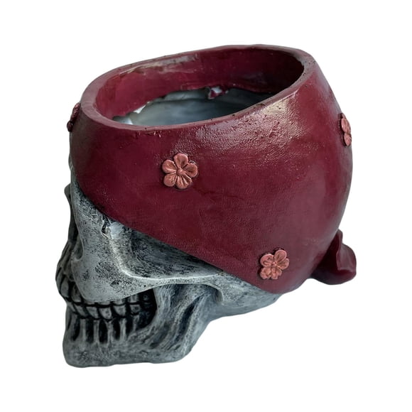 Cráneo Maceta Resina Artware Estatua Para Halloween Jardín Decoración Del Hogar Flor De Melocotón