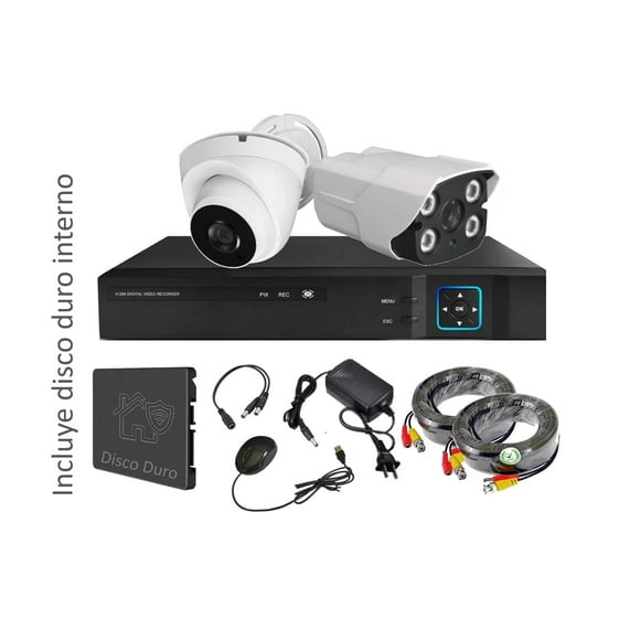 Kit 2 Cámaras Seguridad Mixto HD con Disco Duro M23LDD