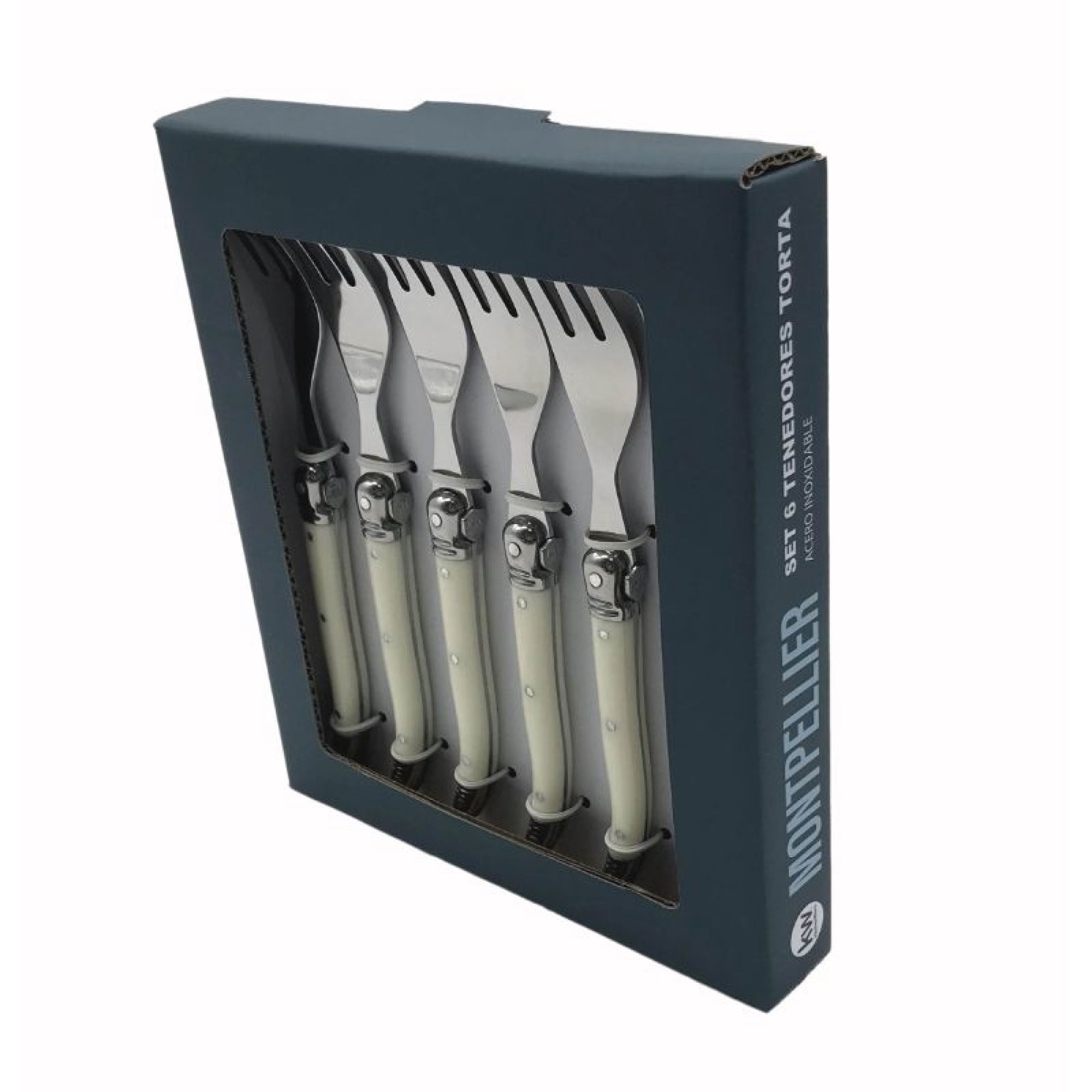 Juego de Tenedores 6 Piezas Cóctel Montpellier Kw 015Sr-1Wt Acero Inoxidable Marfil