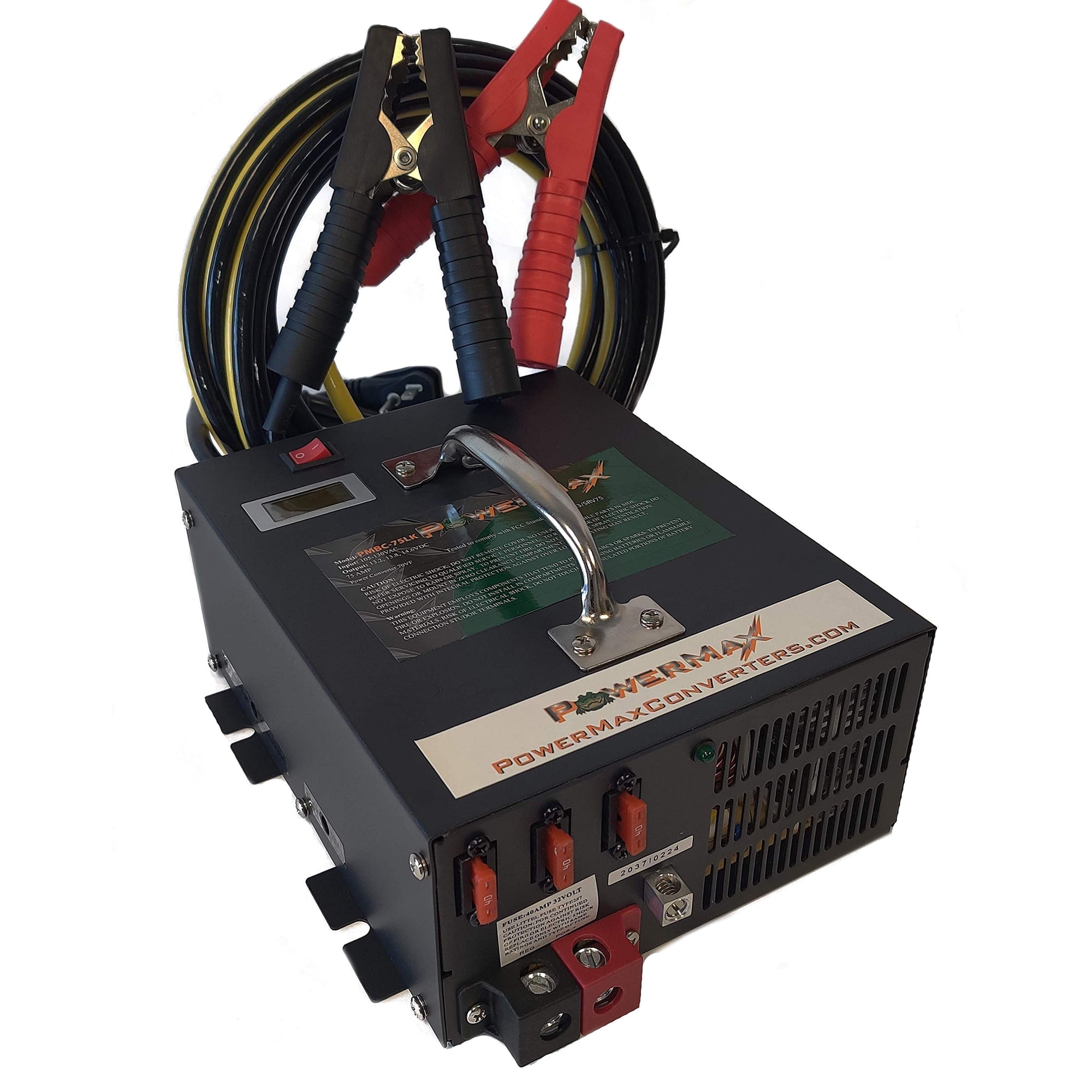 Cargador De Batería Powermax Pmbc-75 De 75 A Y 12 V Con Pinzas