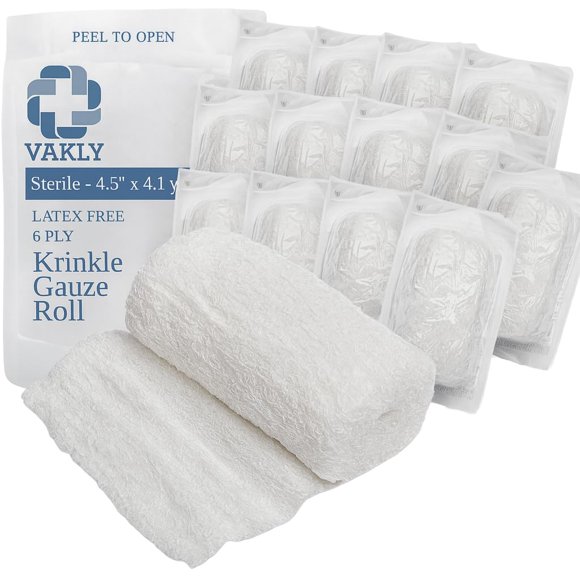 Rollos de gasa Vakly 11 cm x 103 cm, 6 capas, paquete de 15