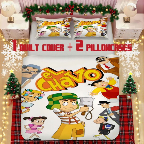 El-Chavo-del-Ocho bedding White Background Soft Printed Polyester Fabric Ideal for Bedroom or Guest Room Unique Holiday Gift Choice