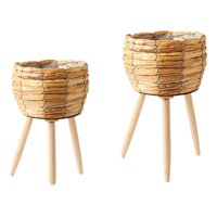 Genérico - Set Macetas Decorativas Tejido Paja Plantas Flores Jhn