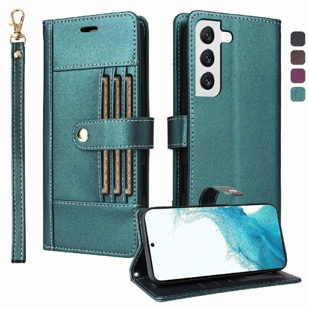 FOXDOCK Funda tipo Cartera para Samsung Galaxy S21 Plus – Cubierta de Cuero PU con Múltiples Ranuras, Bolsillo para Efectivo y Correa de Muñeca