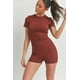 thumbnail image 1 of Vestido Mono De Manga Corta De Punto Elástico Ajustado Color Liso Color Cayena (para Mujer), 1 of 4