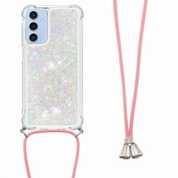Funda FOXDOCK para Samsung Galaxy A15 con Cuerda Ajustable, Brillo Líquido, Protección Antigolpes y Lente – Ideal para Regalo
