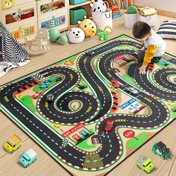 Alfombra infantil de pista de carreras Diysani 152 x 213 cm antideslizante