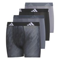 Calzoncillos Tipo Bóxer Adidas De Microfibra Para Niños, Paquete De 4 Unidades, Gris/Negro