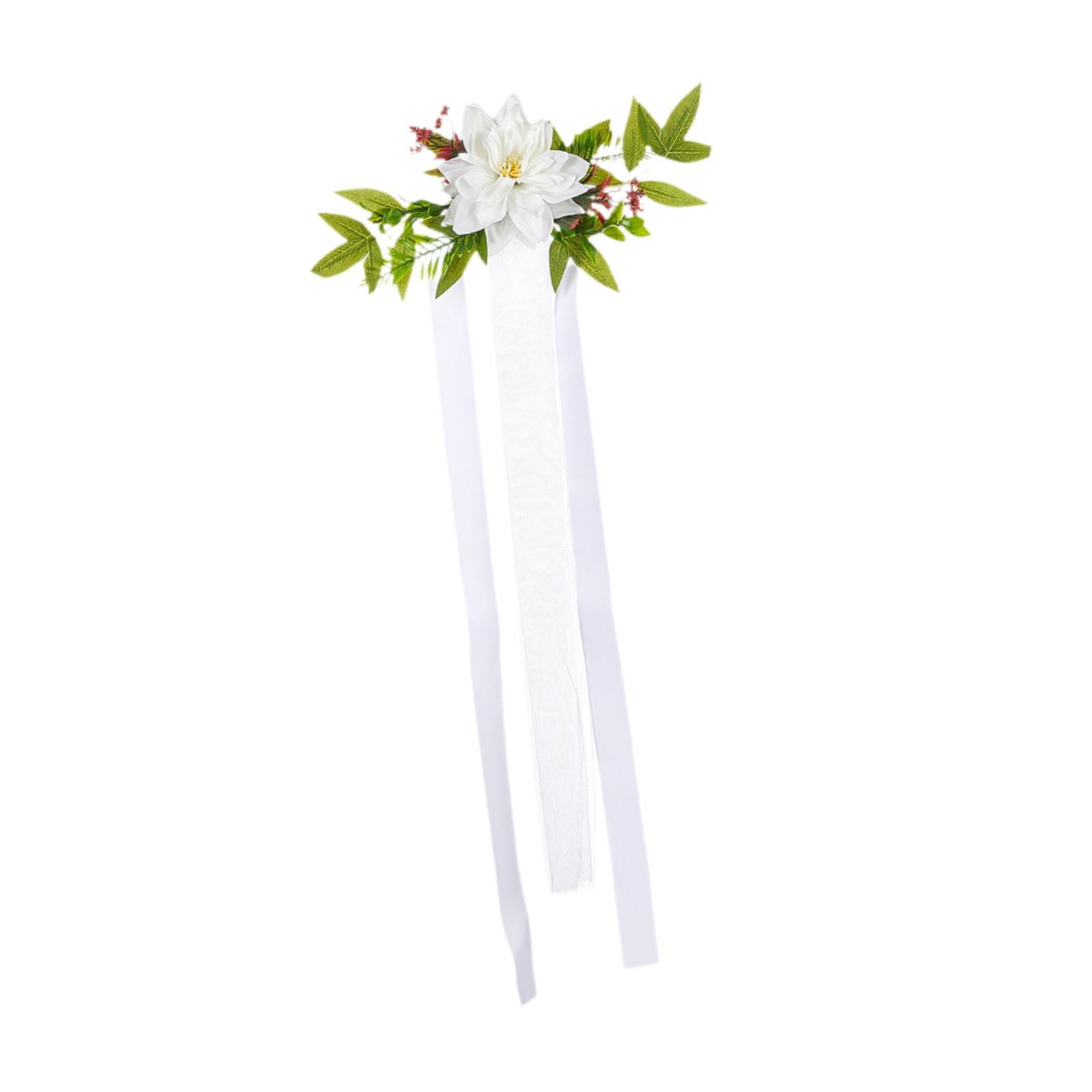 Bothyi - Respaldo De Silla De Boda Con Flores Artificiales Para Banquetes De Celebración Navideña En Color Blanco