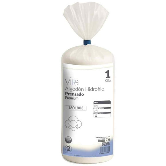 Algodón Hidrófilo Prensado Premium Suave 1kg viRa blanco