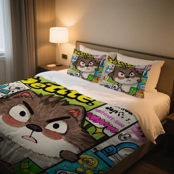 Whimsical Dog in Chaos Duvet Cover Set A Mother's Day Surprise for Mom!