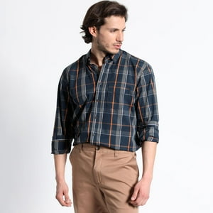 Truval - Camisa Manga Larga Trevira Cuadros Regular Fit Azul Marino 3Xl