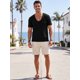 thumbnail image 2 of INSPIRE CHIC Camiseta lisa de hombre de manga corta con cuello en U y bolsillo en el pecho, camiseta casual XL negra, 2 of 5