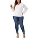thumbnail image 2 of Agnes Orinda Blusa Casual Elegante para Mujer Talla Grande, Estilo Escolar Universitario, Encaje Floral de Doble Capa, Cuello en V, Manga Larga Transparente, Túnica, Talla 4X, Color Blanco, 2 of 6