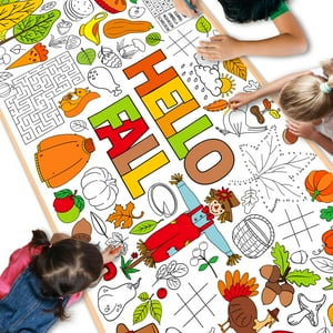 Póster Para Colorear Qyeahkj Hello Fall Para Niños, 180 X 76 Cm, Papel