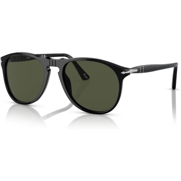 Anteojos de sol Persol PO9649S aviador negro con lentes Green 100 UV