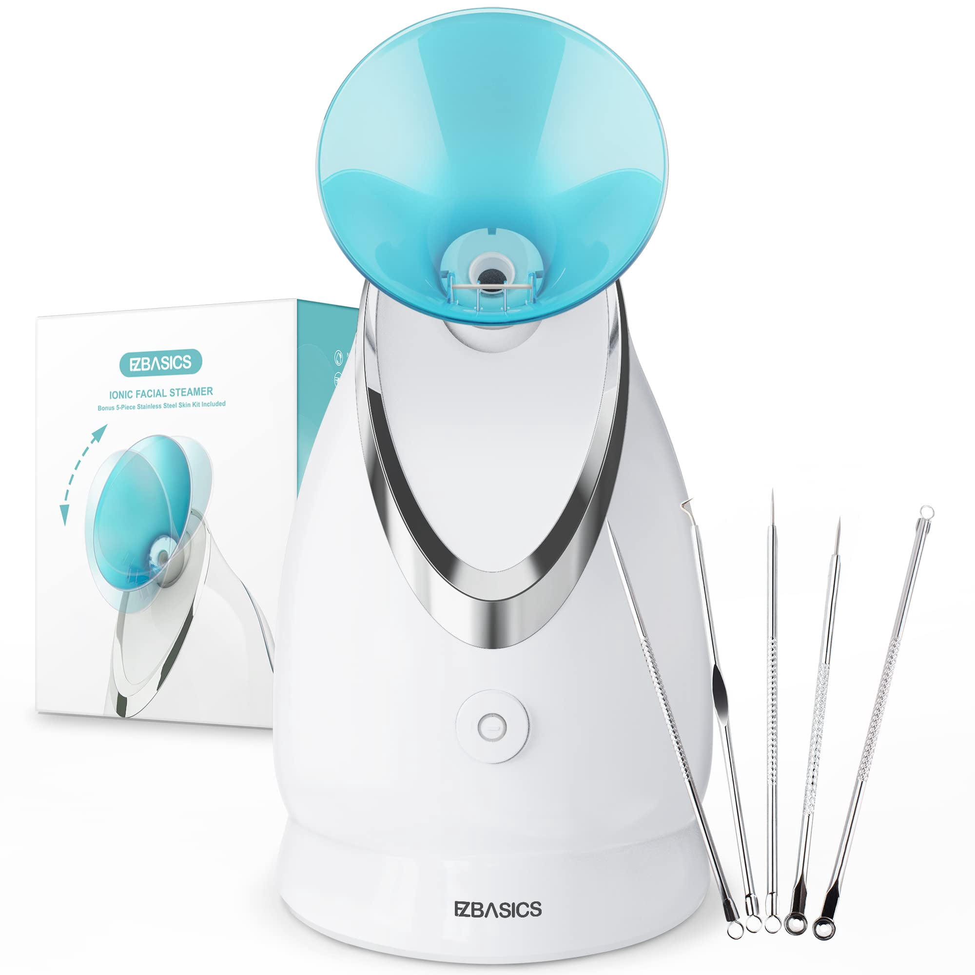 Vaporizador Facial Ezbasics, Humidificador Iónico De Vapor Cálido, Azul, Paquete De 1 Unidad