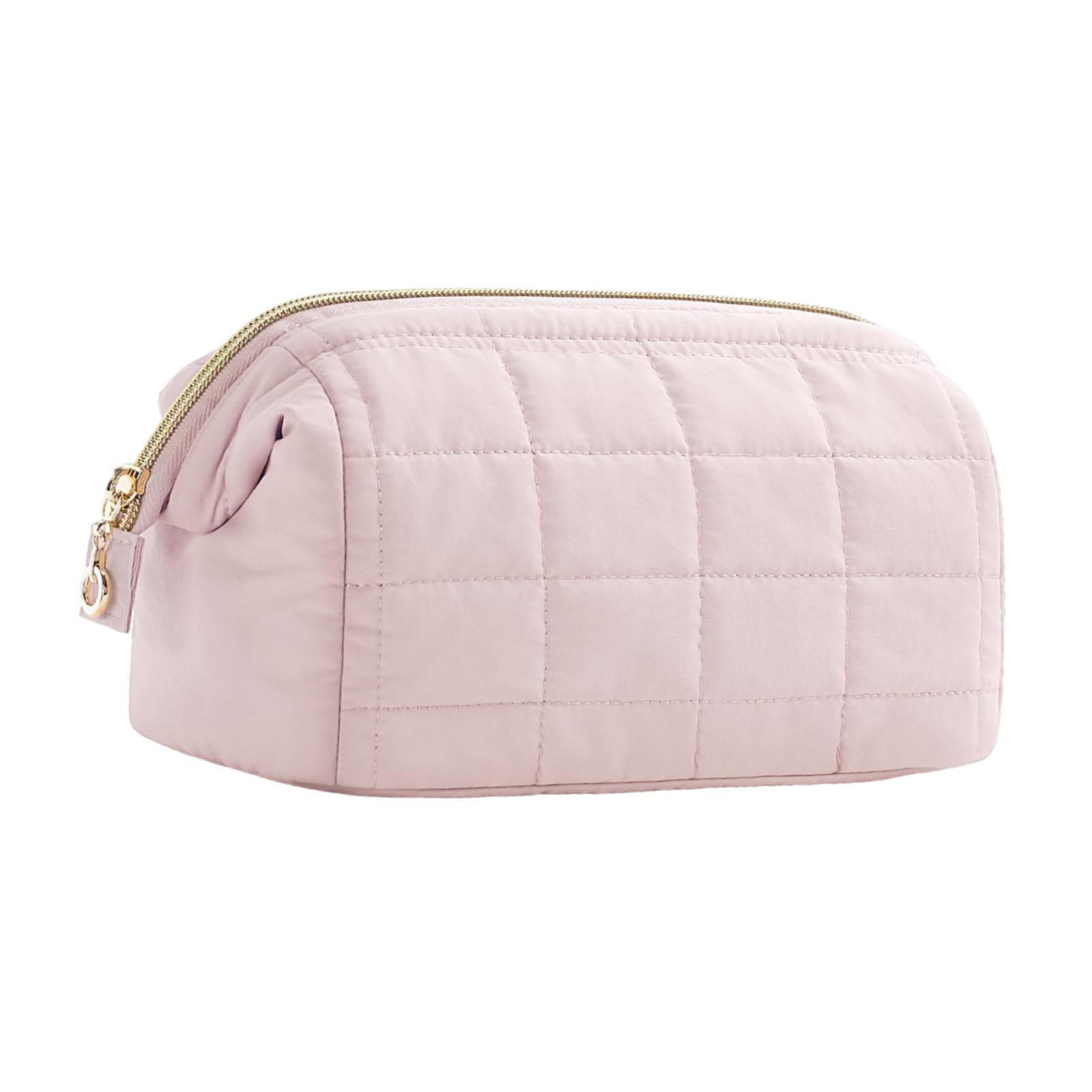 Magideal - Bolsa De Cosméticos Bolsa De Maquillaje De Algodón Cierre De Cremallera Ligero Bolsa De Artículos De Tocador Portátil Bolsa De Artículos De Tocador Pa Rosa