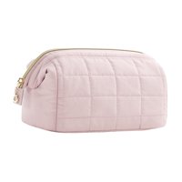 Magideal - Bolsa De Cosméticos Bolsa De Maquillaje De Algodón Cierre De Cremallera Ligero Bolsa De Artículos De Tocador Portátil Bolsa De Artículos De Tocador Pa Rosa