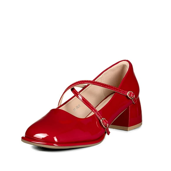 Zapato Mary Jane Negro PU acharolado Elegante Mujer Weide YL65