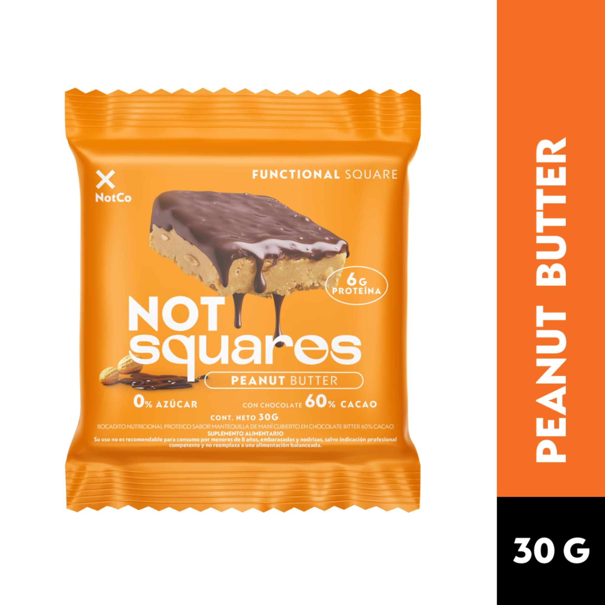 Barra De Proteína Notsquare Maní Cubierto En Chocolate 30 g Notco